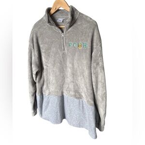 Disney Pooh 1/4 Zip Ultra Soft Plush & Fleece Pullover Oversized, Small